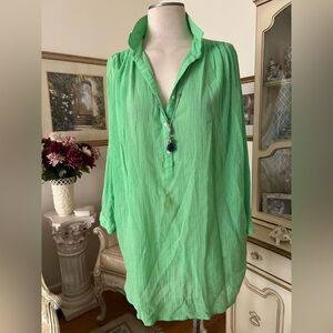 J. Crew Vibrant Green Gauze Tunic Top Size M C:4337